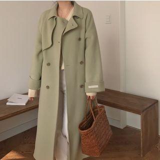 Double Breast Tie-waist Long Woolen Coat