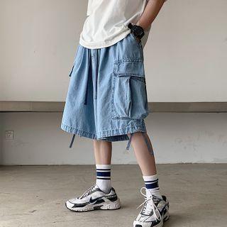 High-waist Pocket Detail Denim Shorts