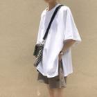 Round-neck Plain Split Oversize Top