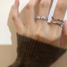Retro Block / Layered Sterling Silver Open Ring