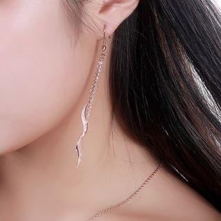 Stainless Steel Wave Fringed Earring 1 Pair - 487 - Earrings - One Size