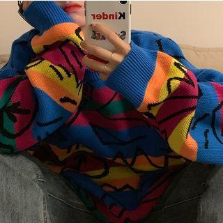 Couple-matching Striped Sweater Stripes - Multicolor - One Size