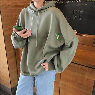 Embroidered Drawstring Oversized Hoodie