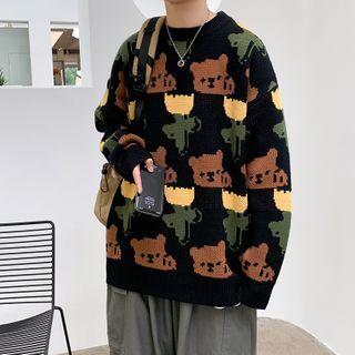 Couple Matching Long-sleeve Bear Jacquard Sweater