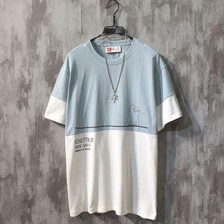 Print Contrast Color Short-sleeve T-shirt