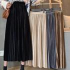 Plain A-line Pleated Midi Skirt