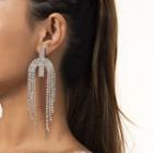 Rhinestone Fringe Earring 1 Pair - 2431 - Silver - One Size