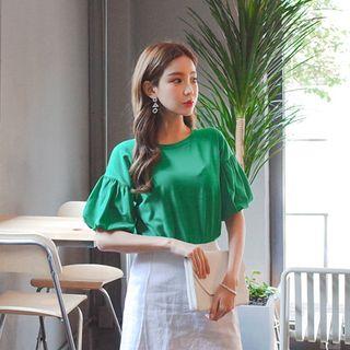 Crewneck Balloon-sleeve T-shirt