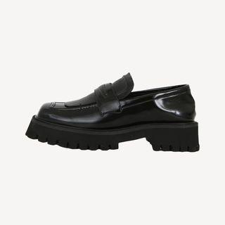 Lug-sole Croc-grain Penny Loafers