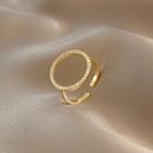 Rhinestone Hoop Alloy Open Ring J520 - Gold - One Size