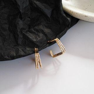 Alloy Layered Square Earring 1 Pair - S925 Silver - As Shown In Figure - One Size