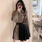 Plaid Long-sleeve Shirt Dress / A-line Skirt