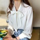 Ribbon Tie-neck Chiffon Blosue