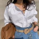 Bishop-sleeve Button Blouse