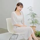 [lovb] Square-neck Tie-waist Midi Dress