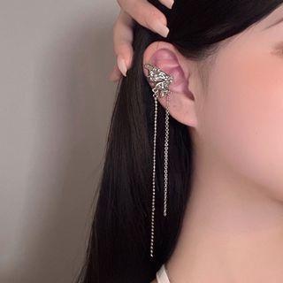 Butterfly Fringed Alloy Cuff Earring Single - Silver - One Size