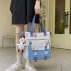 Set: Canvas Buckled Tote Bag + Accessory
