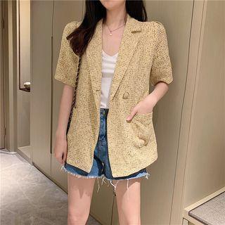 Short-sleeve Tweed Blazer