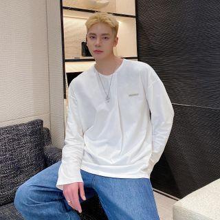 Long-sleeve Metal-accent Irregular T-shirt