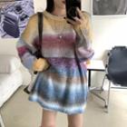 Rainbow Striped Sweater Red & Yellow & Blue - One Size