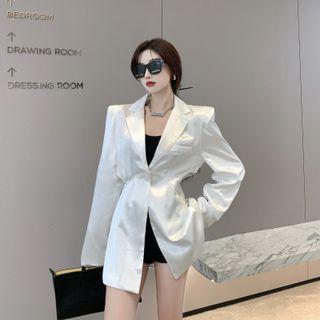 Padded-shoulder Cutout Blazer