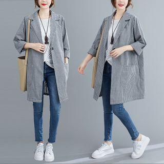 Pinstriped Trench Coat Gray - One Size
