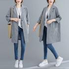 Pinstriped Trench Coat Gray - One Size