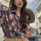 Short-sleeve Floral Hawaiian Shirt White Floral - Blue - One Size