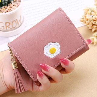 Egg Embroidered Faux Leather Wallet