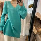 V-neck Oversize Sweater As Shown In Figure - One Size