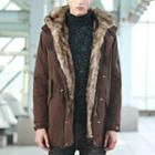 Fleece-lined Hooded Long Padded Coat