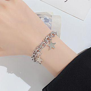 Star Layered Stainless Steel Bracelet 1257 - Silver - One Size