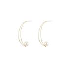 Faux Pearl Half Hoop Earring 1 Pair - Silver & White - One Size