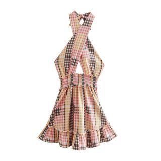 Halter Gingham Check Mini Dress