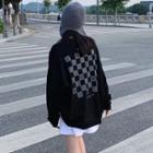 Checkerboard Print Sweatshirt Black - One Size