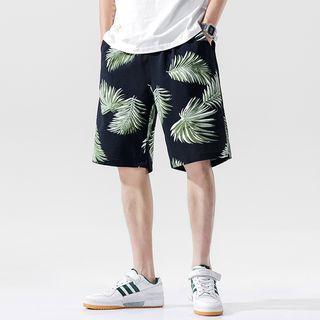 Leaf Print Loose Fit Shorts