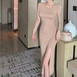 Sleeveless Open-back Midi Bodycon Dress