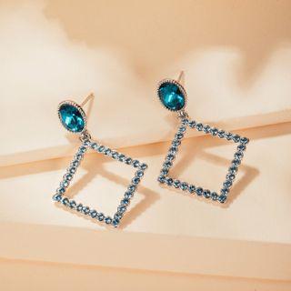 Swarovski Elements Crystal Square Dangle Earring Ocean Blue - One Size