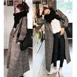 Houndstooth Woolen Coat
