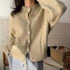 Plain Cropped Cardigan Light Khaki - One Size