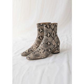 Cylinder-heel Python Short Boots
