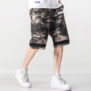 Camo Print Trim Knee-length Shorts