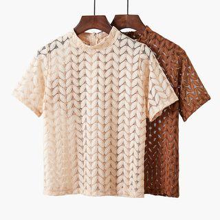 Short-sleeve See-through Lace Top