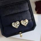 Faux Pearl Heart Vintage Earring As Shown In Figure - One Pair