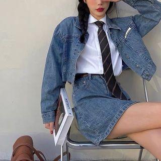 Cropped Denim Jacket / Mini Skirt / Set