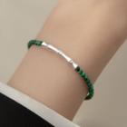 Bamboo Faux Gemstone Sterling Silver Bracelet 1 Pc - S925silver - Green - One Size