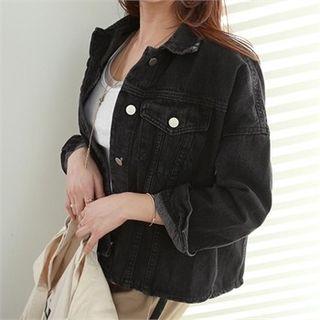 Distressed Slit-hem Denim Jacket