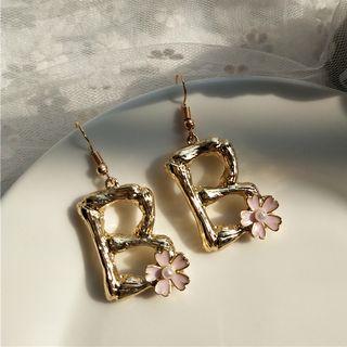 Flower Lettering Drop Earring