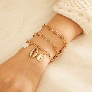 Set Of 3: Irregular Faux Pearl Shell Bracelet (assorted Designs) 8255 - One Size