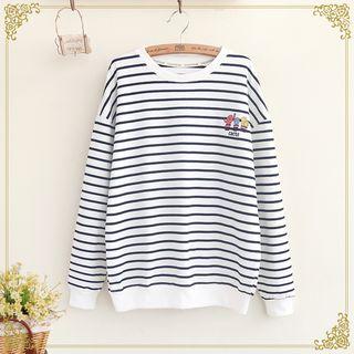 Embroidered Stripe Sweatshirt
